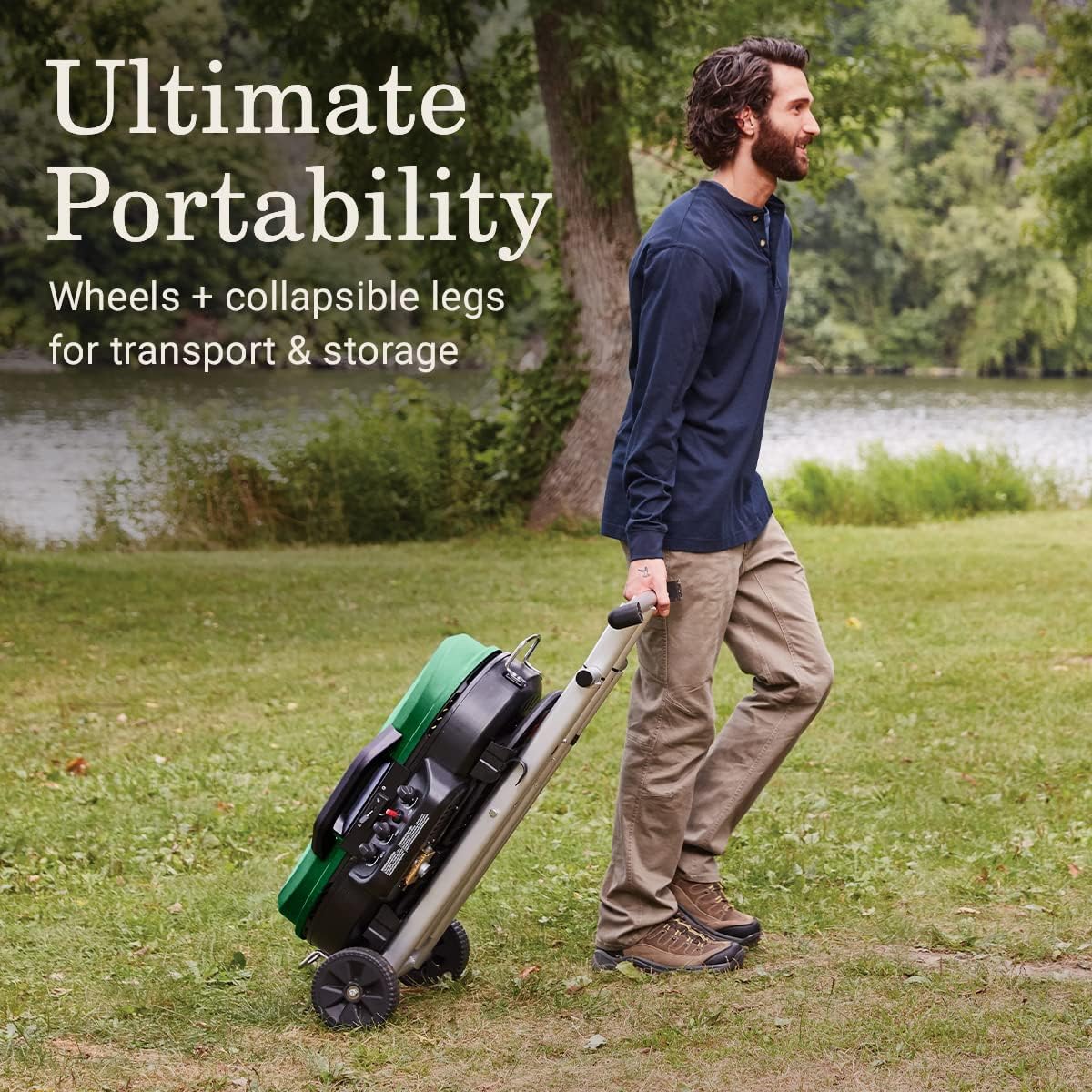 RoadTrip 285 Portable Stand-Up Propane Grill with 3 Adjustable Burners & Instastart Ignition, 20,000 BTUs of Power for Outdoor Cooking, Camping, Tailgating, Grilling, BBQs, & More