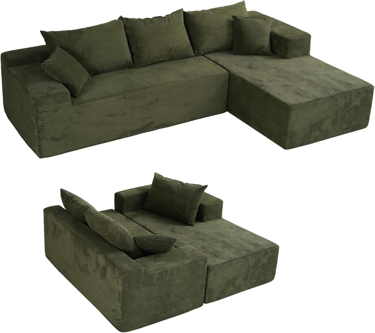 Cloud sofa with L-shaped lounge chair modern modular sofa with deep seats