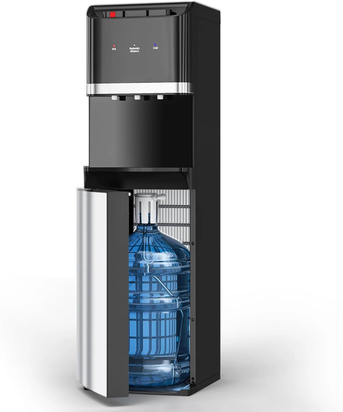 Bottom-loading water dispenser, 5-gallon water bottle, three temperature settings - hot water