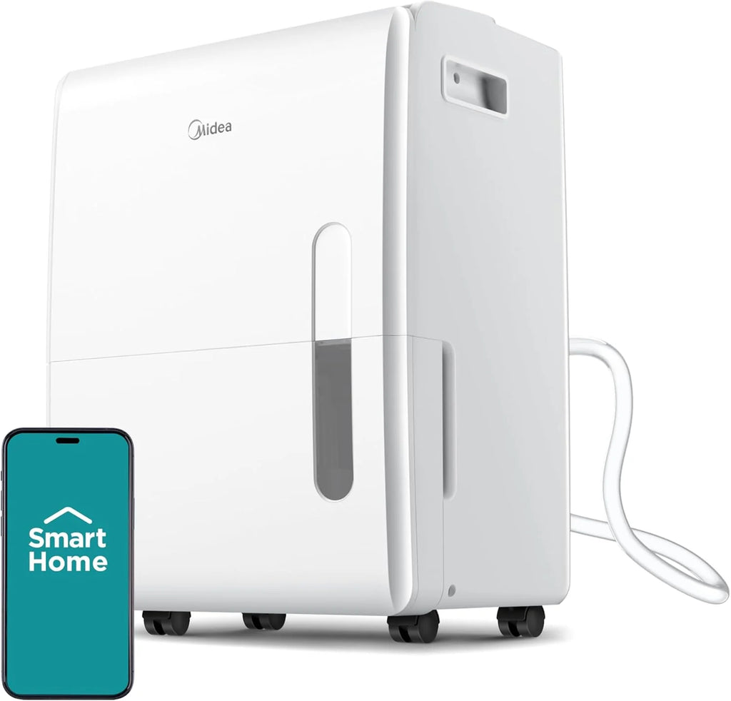 Midea 4,500 Sq. Ft. Dehumidifier With Pump Included, Energy Star Certified, 50 Pint - Ideal For Basements, Large & Medium Sized Rooms, And Bathrooms (White)