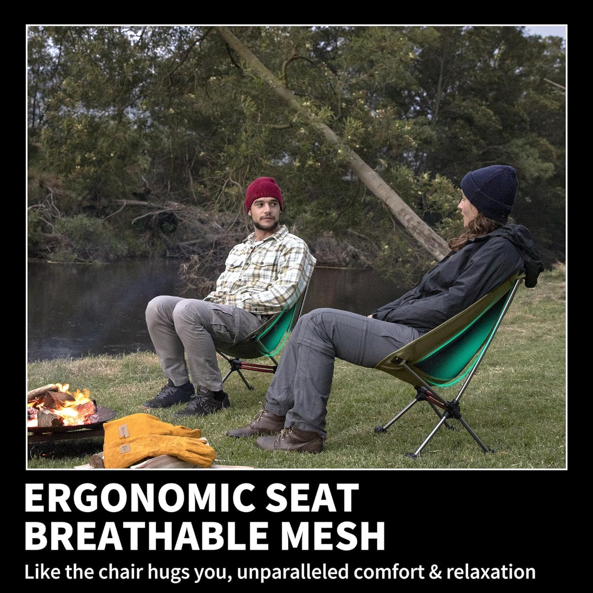 Ultralight Camping Chair 2.12 lbs Portable Backpacking Chair Folding Hiking Chair