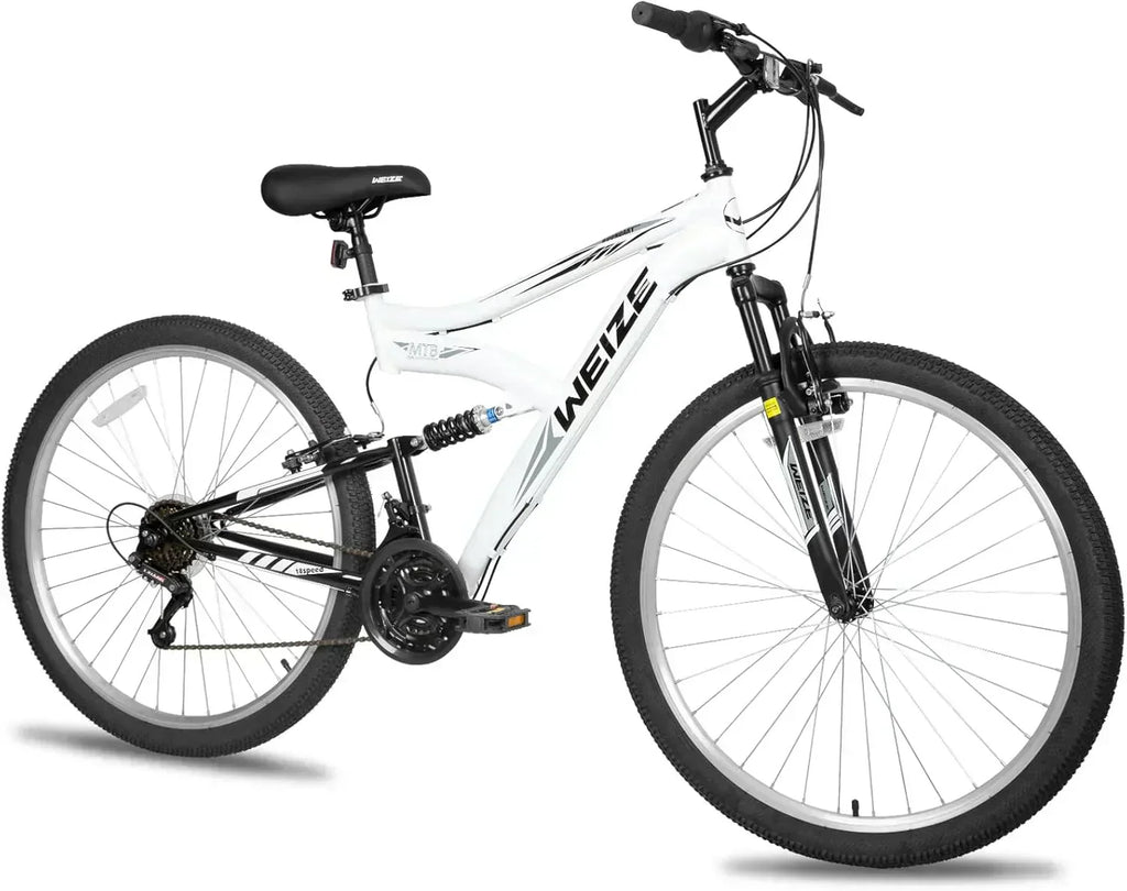 WEIZE Mountain Bike 26 27.5 inch Outdoor Hybrid Bikes 18-Speed High-Carbon Steel Full Suspension