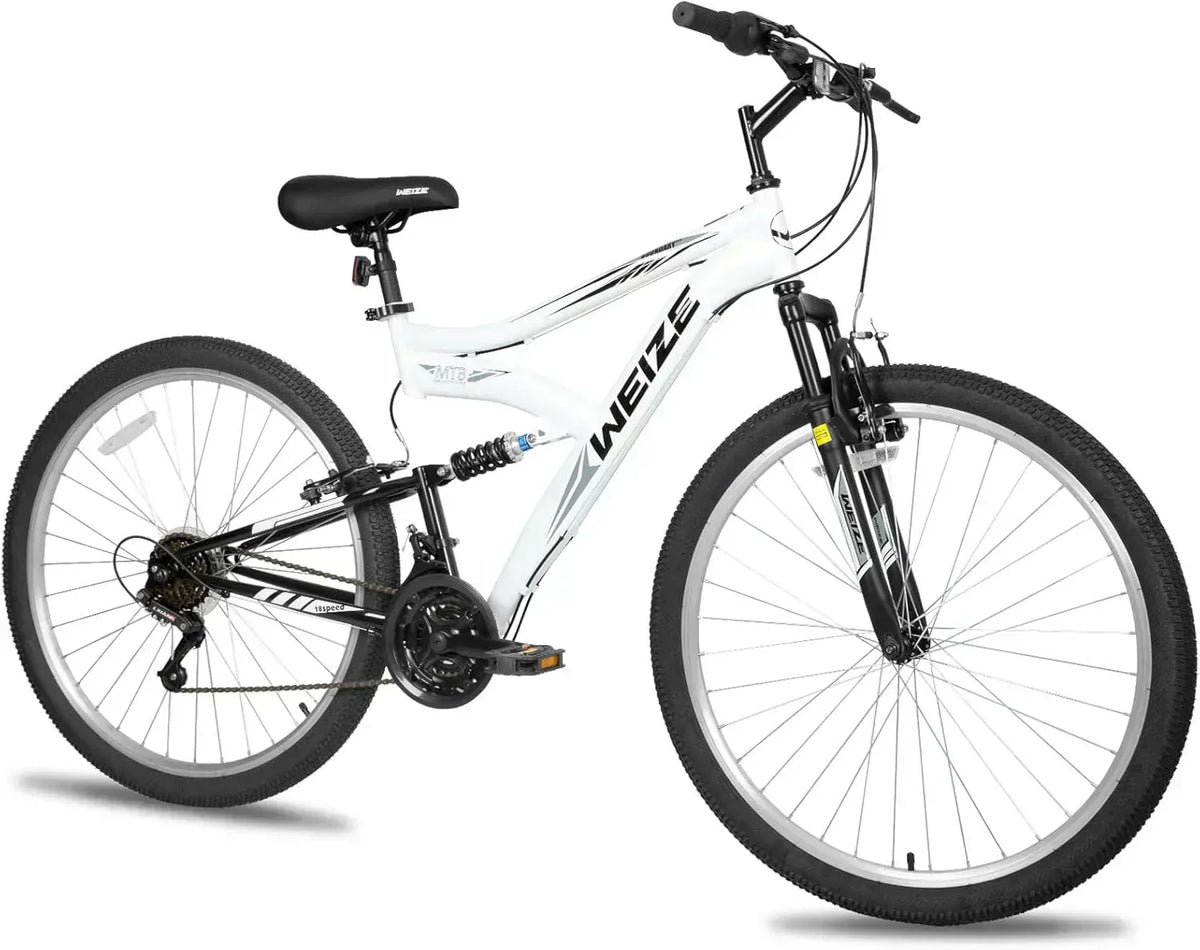 WEIZE Mountain Bike 26 27.5 inch Outdoor Hybrid Bikes 18-Speed High-Carbon Steel Full Suspension